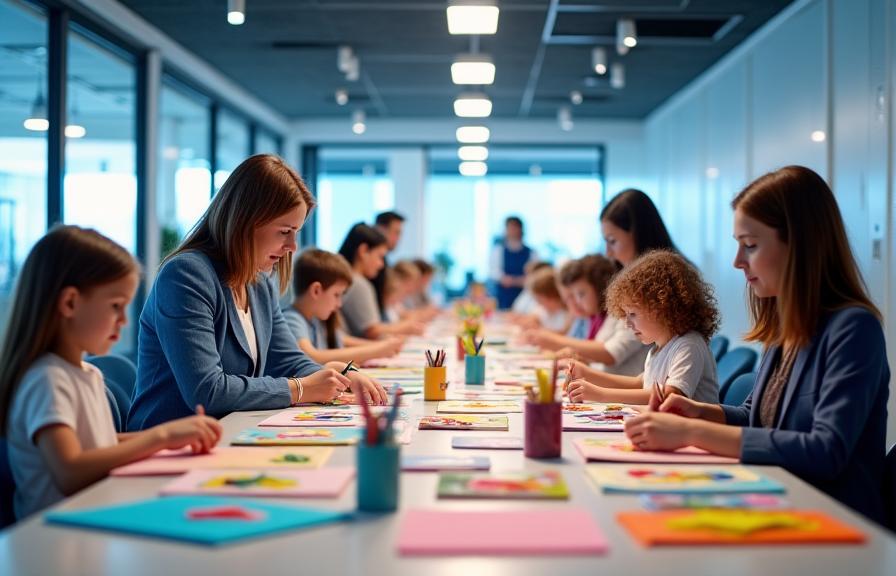 Corporate family craft event